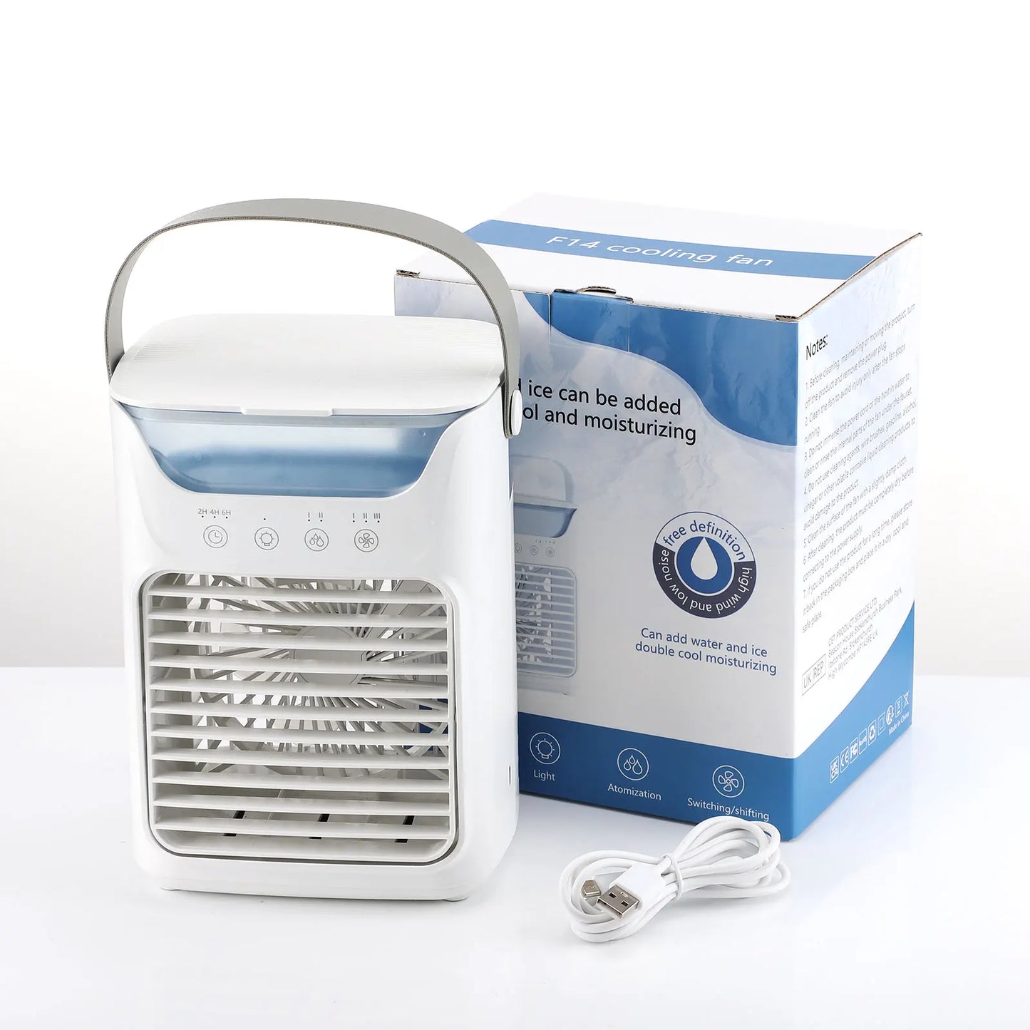 Compact Cooling Fan with Water Mist & Light