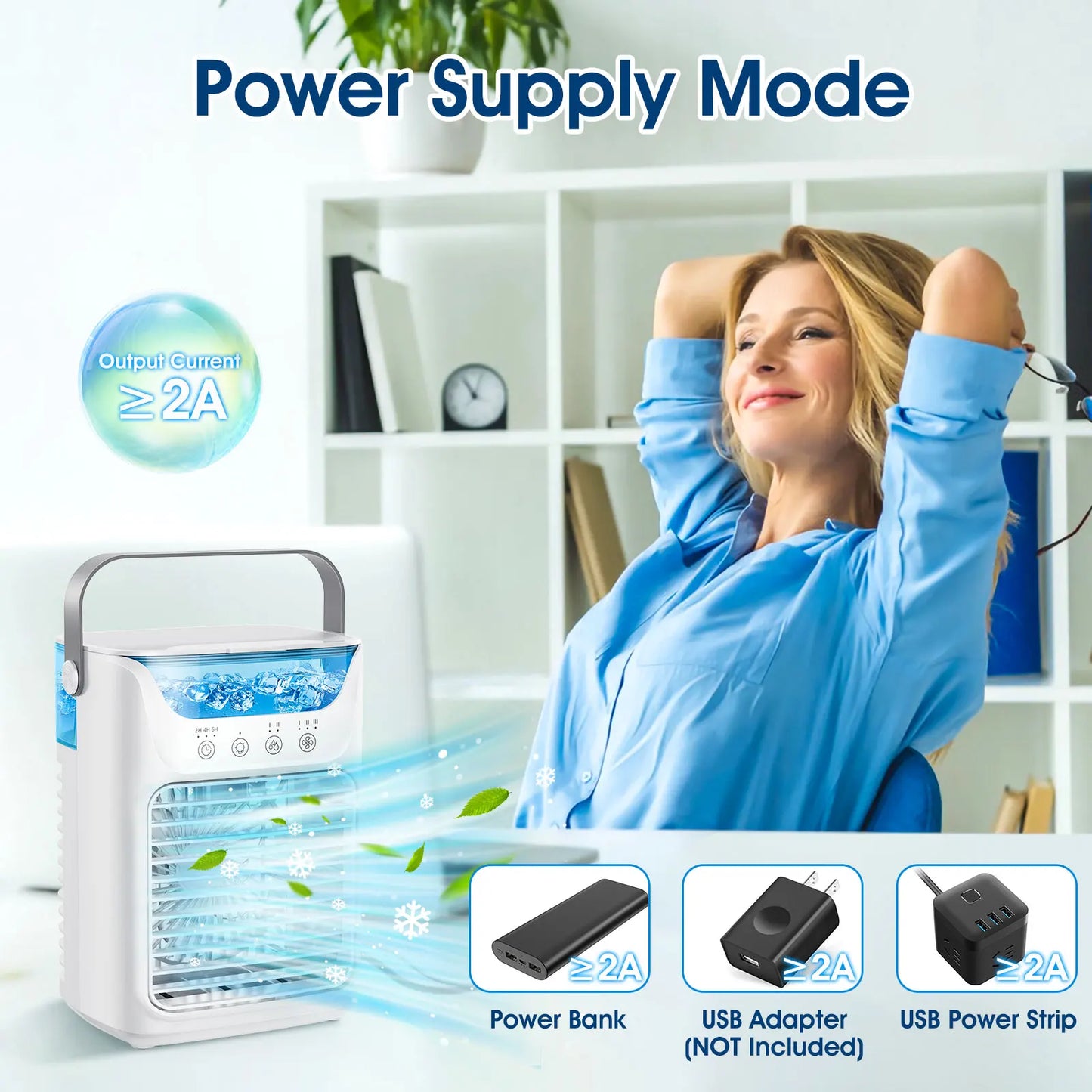 Compact Cooling Fan with Water Mist & Light