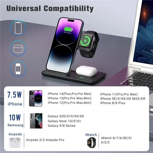 TriDock™ 3-in-1 Charger Stand for iPhone & Apple Watch