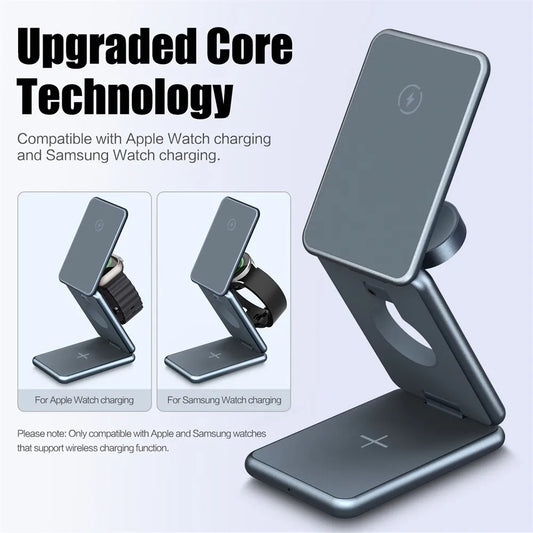 3-in-1 Foldable Wireless Charging Stand – Apple & Samsung