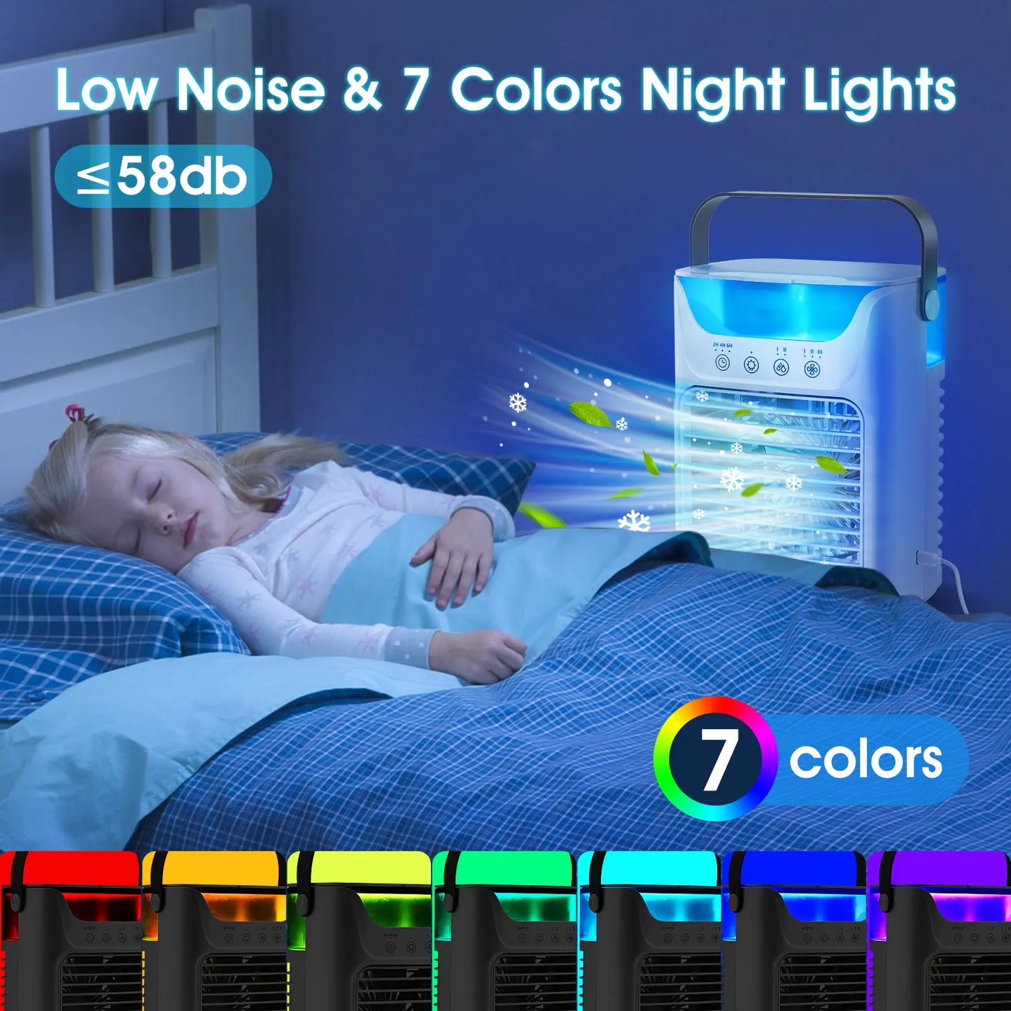 Compact Cooling Fan with Water Mist & Light