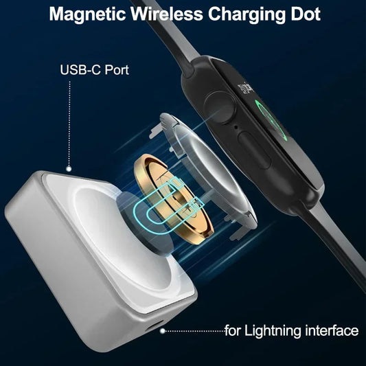 Portable Magnetic Watch Wireless Fast Charger for iWatch series 9 8 7 6 5 SE Type C convert Charger for iWatch Series 6 5 3 2 1