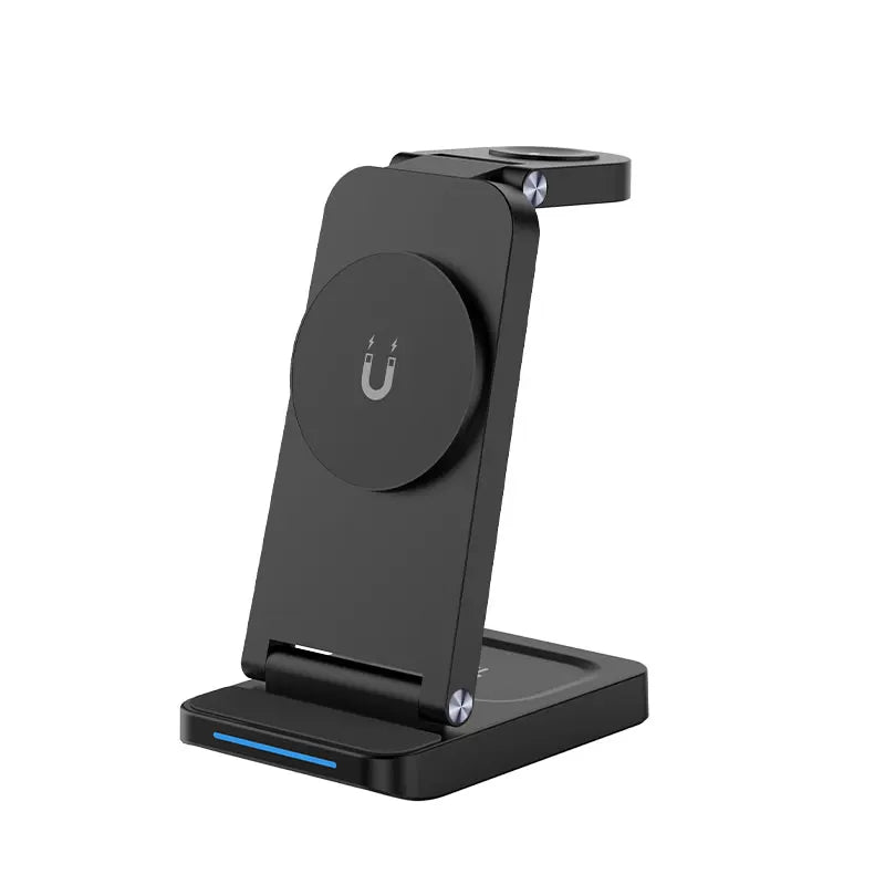 3 in 1 Foldable Magnetic Wireless Charger Stand  For iPhone 15 14 13 12 Pro Max Portable Phone Charging Station DockWrist Watch