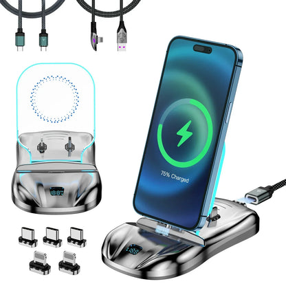 3 in 1 Magnetic Charging Stand 100W Fast Charger Phone Stand with USB-C Lightning Magnetic Charging Cable iPhone Charger airpods