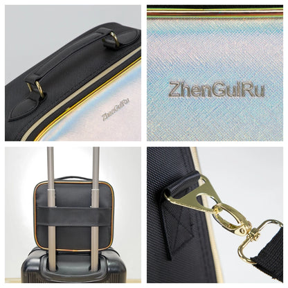PU Leather Makeup Bag with Mirror 2024 New Leather Multi-Functional Women Cosmetic Case Large Capacity Water-resistant Bag