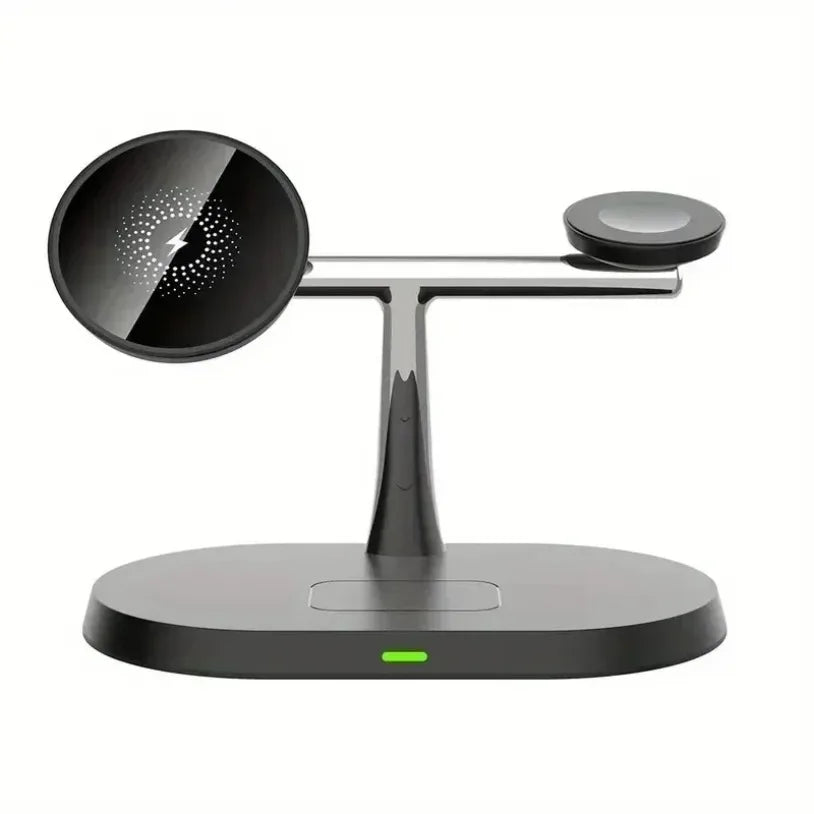 Magnetic 3-in-1 Wireless Charger 15W Fast Charging Stand for Smartphone, Smartwatch & Wireless Earbuds Portable Desktop