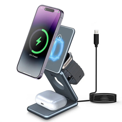 3-in-1 Foldable Wireless Charging Stand – Apple & Samsung