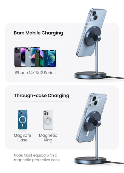 UGREEN Magnetic Wireless Charger Stand 7.5W 2-in-1 Charging Stand For iPhone 16 17 Pro Max/iPhone 14/AirPods Fast Charger