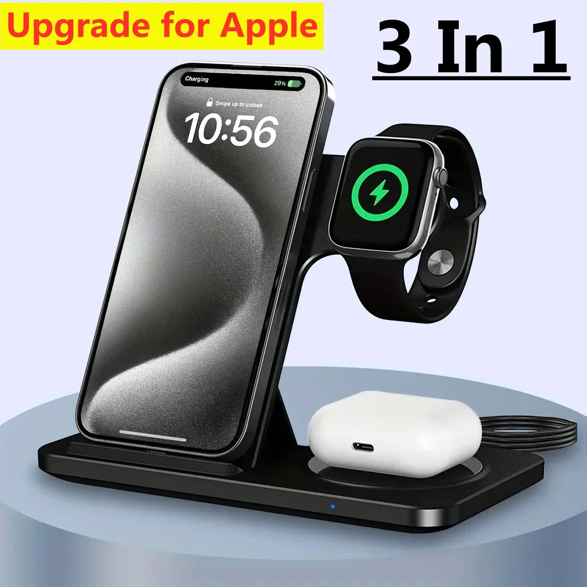 TriDock™ 3-in-1 Charger Stand for iPhone & Apple Watch