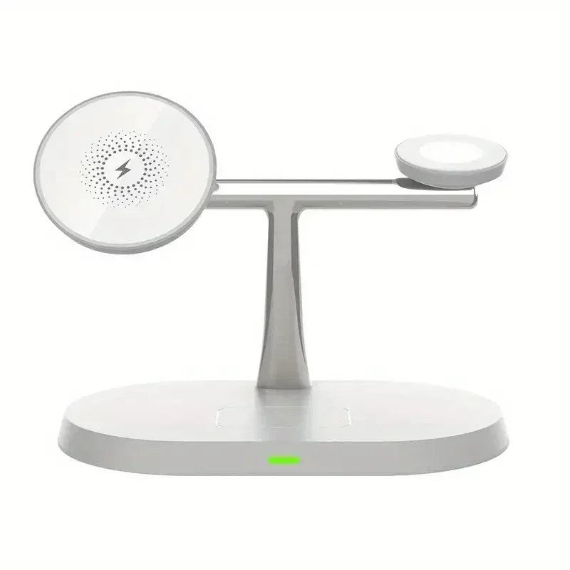 Magnetic 3-in-1 Wireless Charger 15W Fast Charging Stand for Smartphone, Smartwatch & Wireless Earbuds Portable Desktop