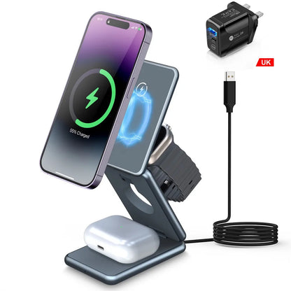 3-in-1 Foldable Wireless Charging Stand – Apple & Samsung