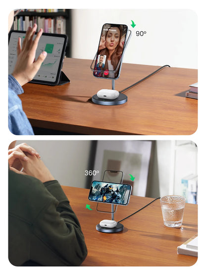 UGREEN Magnetic Wireless Charger Stand 7.5W 2-in-1 Charging Stand For iPhone 16 17 Pro Max/iPhone 14/AirPods Fast Charger