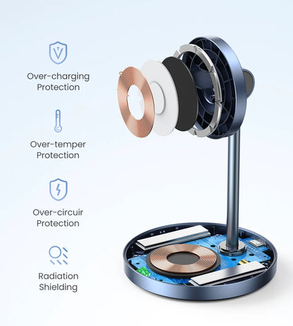 UGREEN Magnetic Wireless Charger Stand 7.5W 2-in-1 Charging Stand For iPhone 16 17 Pro Max/iPhone 14/AirPods Fast Charger