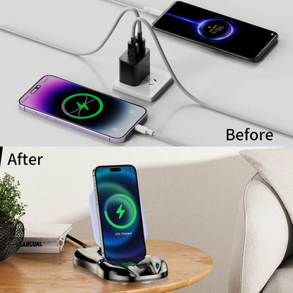 3 in 1 Magnetic Charging Stand 100W Fast Charger Phone Stand with USB-C Lightning Magnetic Charging Cable iPhone Charger airpods