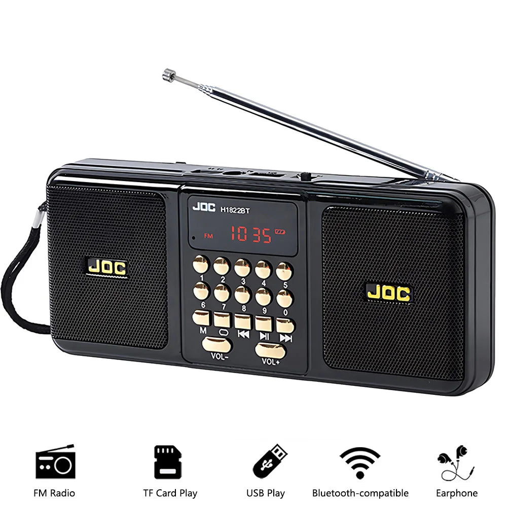 Portable FM Radio Rechargeable Battery Wireless Speaker Support TF USB MP3 Player Bluetooth-compatible Speaker With FM Receiver