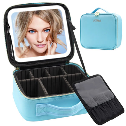 LED Lighted Travel Makeup Bag With Mirror Portable Waterproof Makeup Organizer Cosmetic Case, Birthday Gift For Girls Women