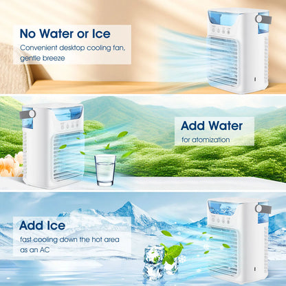 Compact Cooling Fan with Water Mist & Light