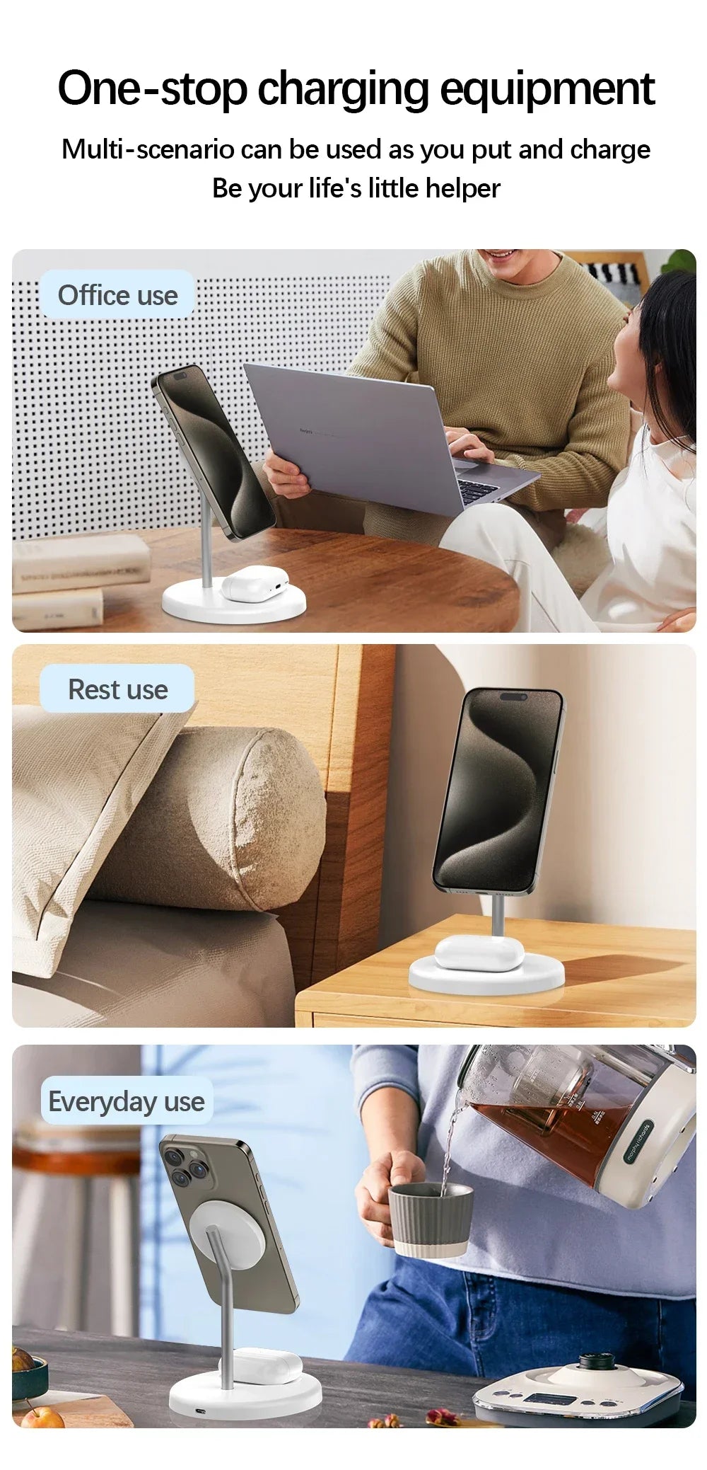 Magnetic Wireless Charger Stand 30W 2 in 1 Phone Charging Station Dock For iPhone 15 14 13 12 Pro Max AirPods Fast Chargers