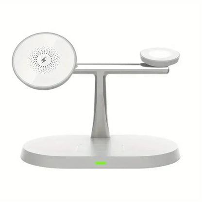 Magnetic 3-in-1 Wireless Charger 15W Fast Charging Stand for Smartphone, Smartwatch & Wireless Earbuds Portable Desktop