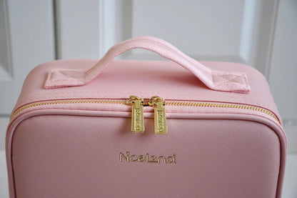 New LED Lighted Cosmetic Case with Mirror Waterproof PU Leather Portable Travel Makeup Storage Bags