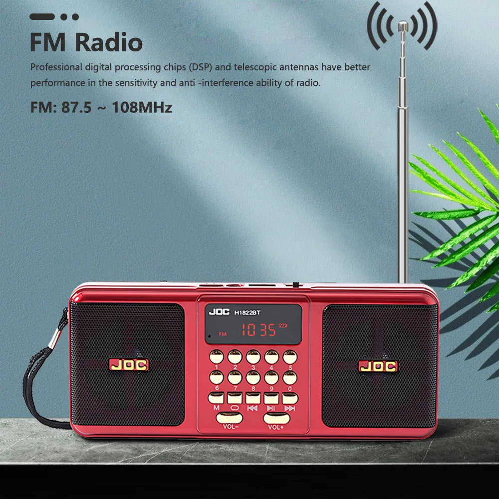 Portable FM Radio Rechargeable Battery Wireless Speaker Support TF USB MP3 Player Bluetooth-compatible Speaker With FM Receiver
