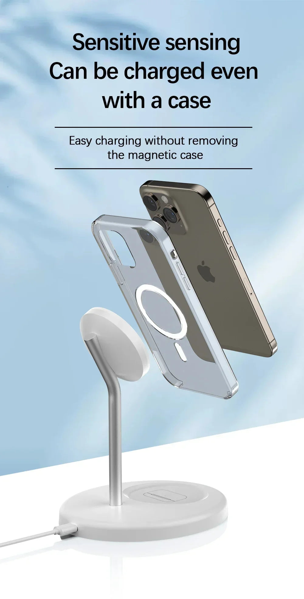 Desktop Magnetic 2 in 1 Wireless Charger Stand For iPhone17 16 15 14 13 12 Pro Max AirPod Pro Fast Phone Charging Station Holder