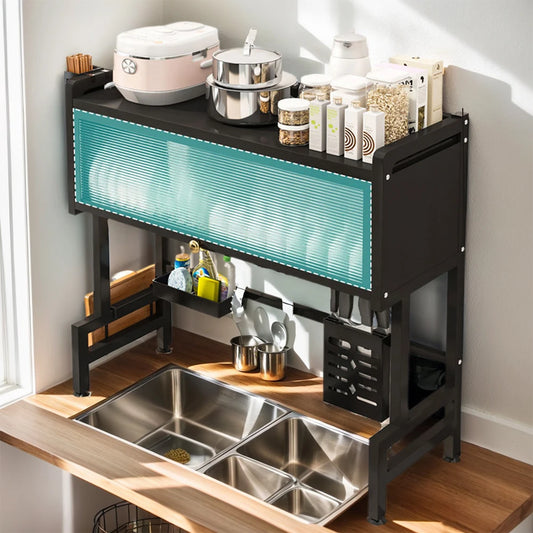 SinkSpace™ Pro 3-Tier Steel Drying Rack with Cover & Utensil Holder