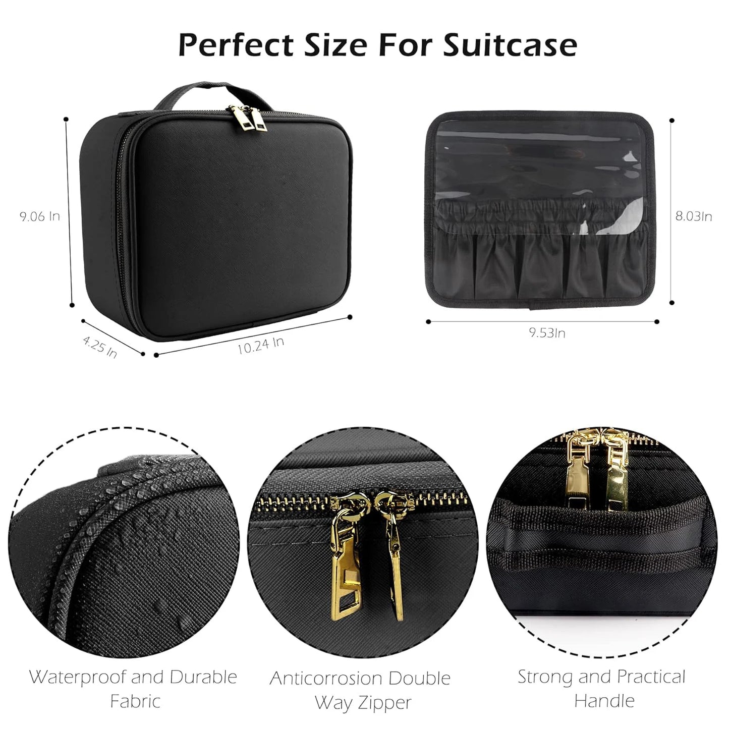 Portable Makeup Train Case with Mirror Light