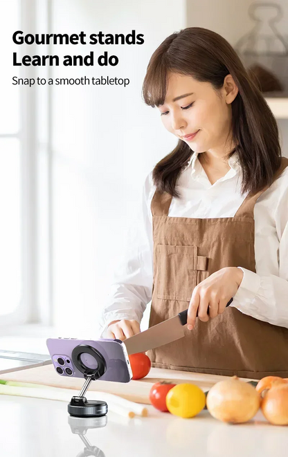 Strong Magnetic Phone Holder Foldable Design 360° Adjustable Vacuum Car Mount For Cell Phone For iphone Live Streaming
