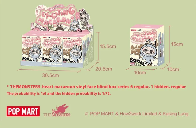 Labubu The Monsters Blind Box Figure Kawaii Cardiac Macaron Collectible Toy Gift 1:1 Authentic Model for Birthday Christmas