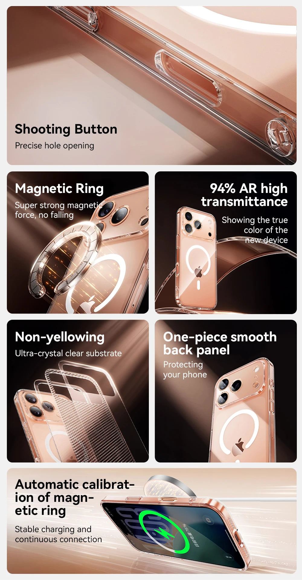 Joyroom Magnetic Case For iPhone 17 Pro Max Case Anti Yellow Transparent Cover For iPhone 17 Pro Max Wireless Charger Thin Cover