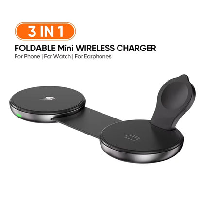 Fast 3-in-1 Wireless Charging Dock – Foldable & Compact