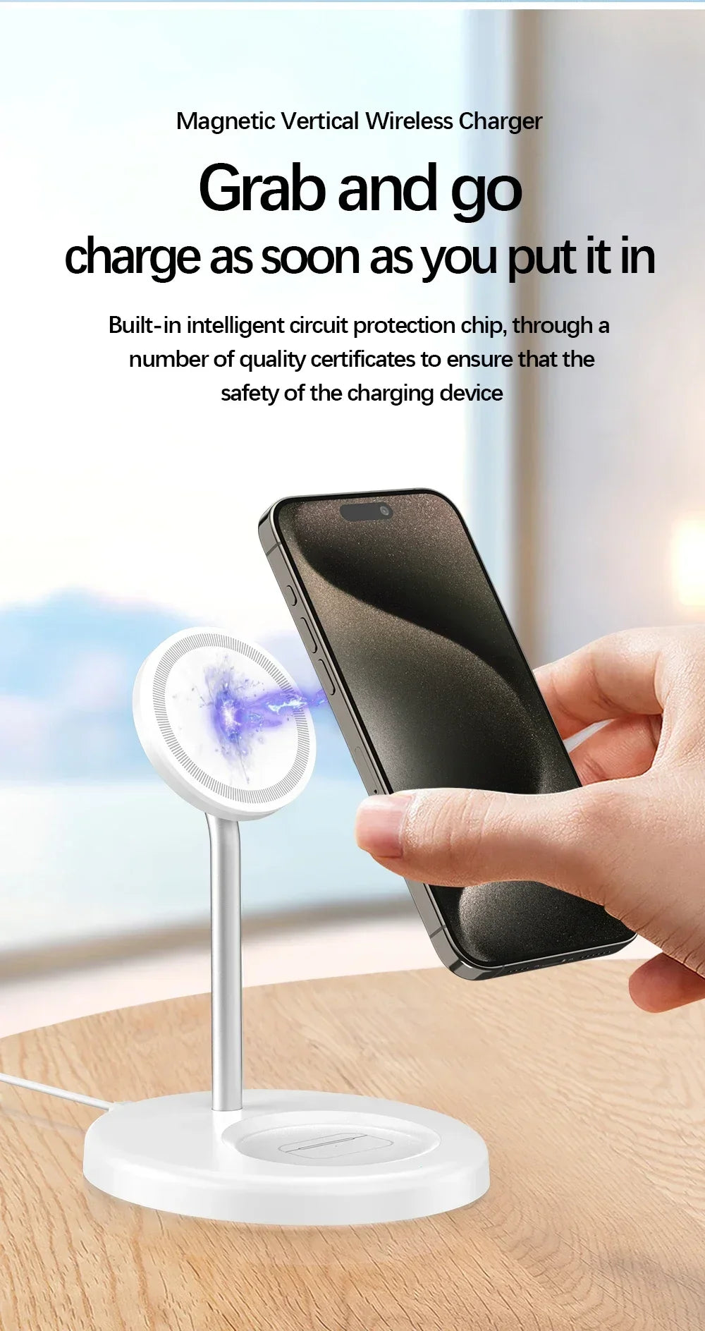 Desktop Magnetic 2 in 1 Wireless Charger Stand For iPhone17 16 15 14 13 12 Pro Max AirPod Pro Fast Phone Charging Station Holder