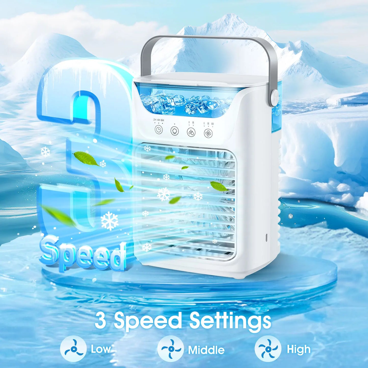 Compact Cooling Fan with Water Mist & Light