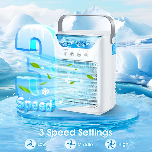 Compact Cooling Fan with Water Mist & Light