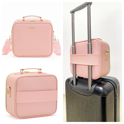 PU Leather Makeup Bag with Mirror 2024 New Leather Multi-Functional Women Cosmetic Case Large Capacity Water-resistant Bag