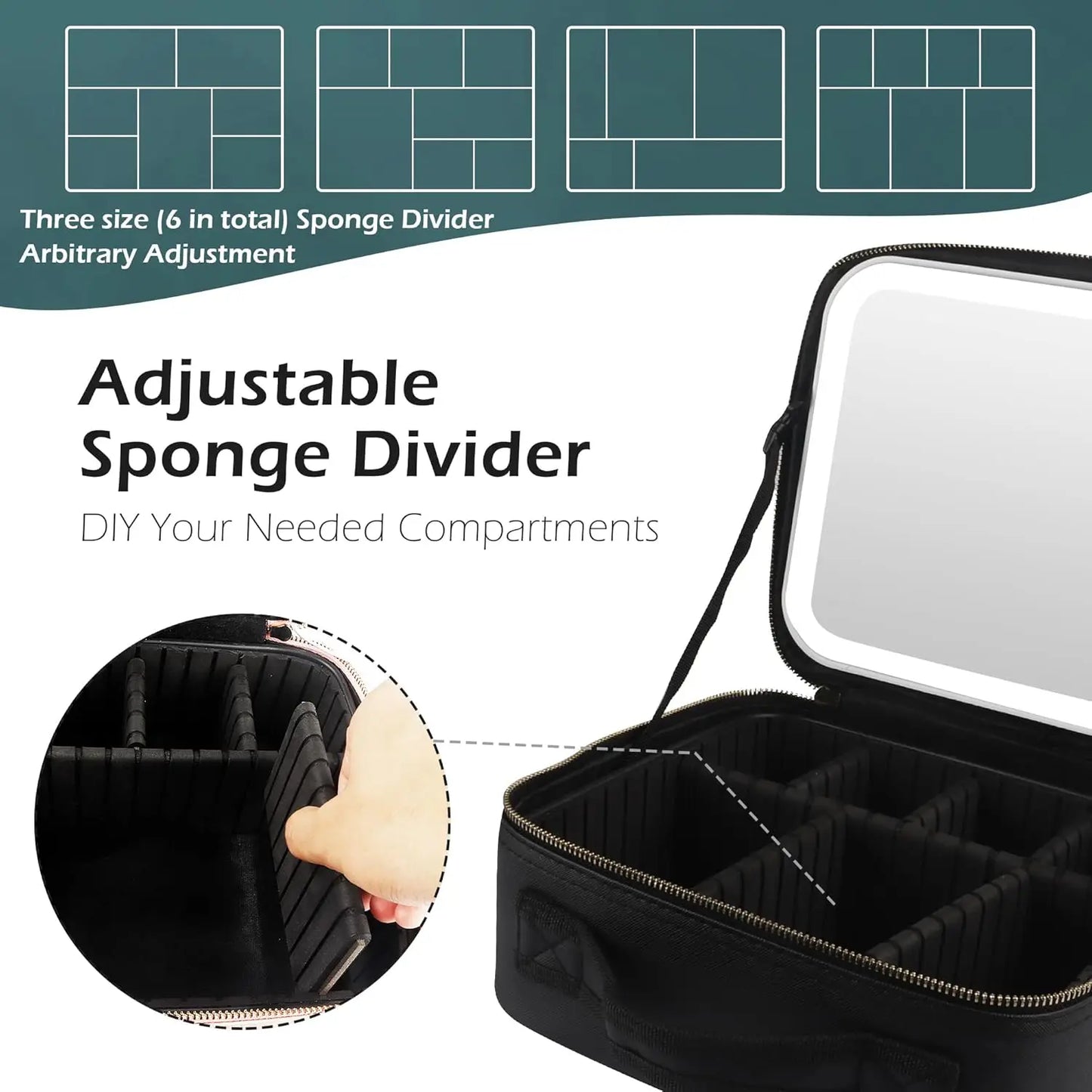 Portable Makeup Train Case with Mirror Light