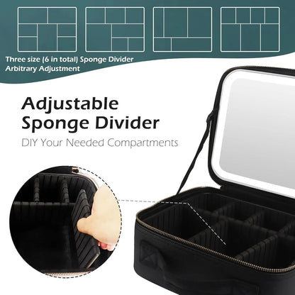 Portable Makeup Train Case with Mirror Light