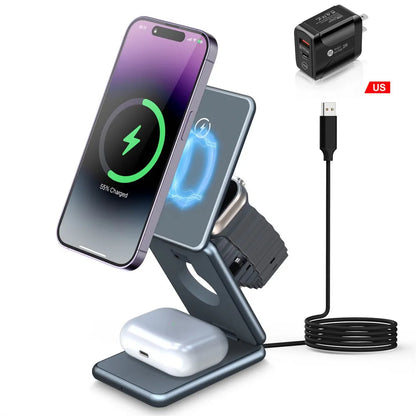 3-in-1 Foldable Wireless Charging Stand – Apple & Samsung