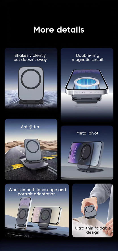 Ultrathin Car Magnetic Mobile Phone Holder Adjustable Foldable Anti-shake Vehicle Navigation Phone Universal Stand Accessories
