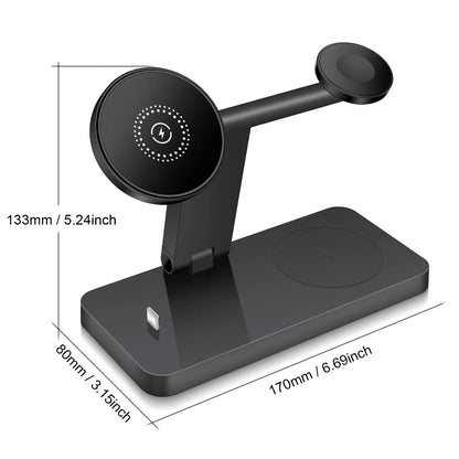 4 in 1 Magnetic Wireless Charger Stand for iPhone 17/16/15/14/13 pro Max And IWatc Cellphone Charging Dock Station