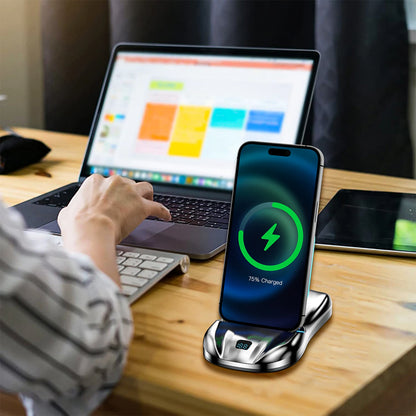 3 in 1 Magnetic Charging Stand 100W Fast Charger Phone Stand with USB-C Lightning Magnetic Charging Cable iPhone Charger airpods