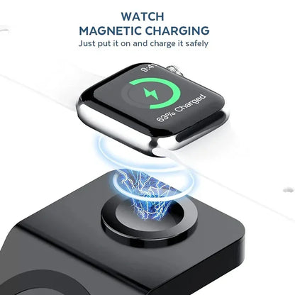 3 In 1 Magnetic Wireless Charger Stand For iPhone 16 15 14 13 Pro Max iWatch AirPods Station Dock MagSafe Fast Charging Station