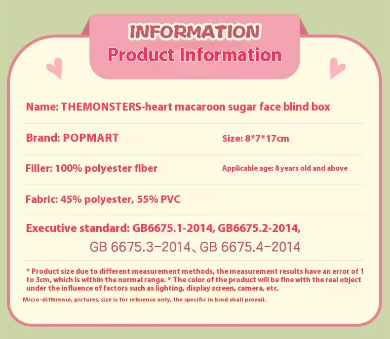 Labubu The Monsters Blind Box Figure Kawaii Cardiac Macaron Collectible Toy Gift 1:1 Authentic Model for Birthday Christmas