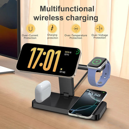 4 in 1 Magnetic Wireless Charger Stand for iPhone 17/16/15/14/13 pro Max And IWatc Cellphone Charging Dock Station