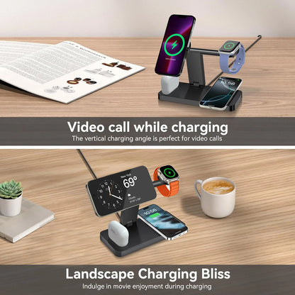 4 in 1 Magnetic Wireless Charger Stand for iPhone 17/16/15/14/13 pro Max And IWatc Cellphone Charging Dock Station