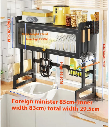 Over The Sink Dish Rack Kitchen Cutlery Drying Rack Dustproof Dish Cabinet Multi Organizer Cabinet Dishrack Bowl Plate Organizer