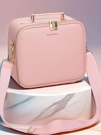 PU Leather Makeup Bag with Mirror 2024 New Leather Multi-Functional Women Cosmetic Case Large Capacity Water-resistant Bag