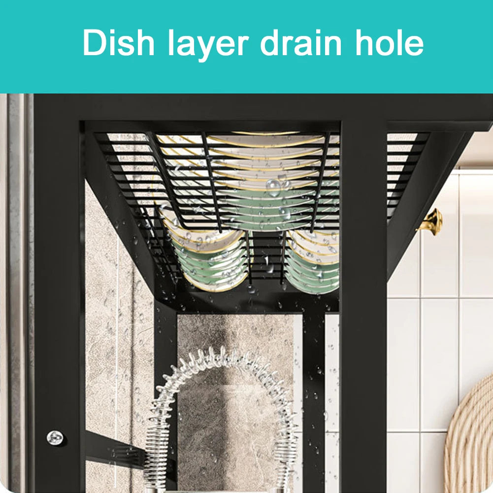 SinkSpace™ Pro 3-Tier Steel Drying Rack with Cover & Utensil Holder