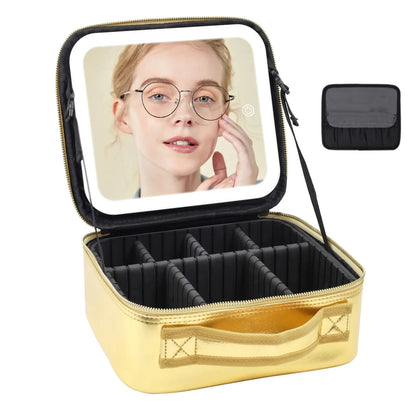 LED Lighted Travel Makeup Bag With Mirror Portable Waterproof Makeup Organizer Cosmetic Case, Birthday Gift For Girls Women